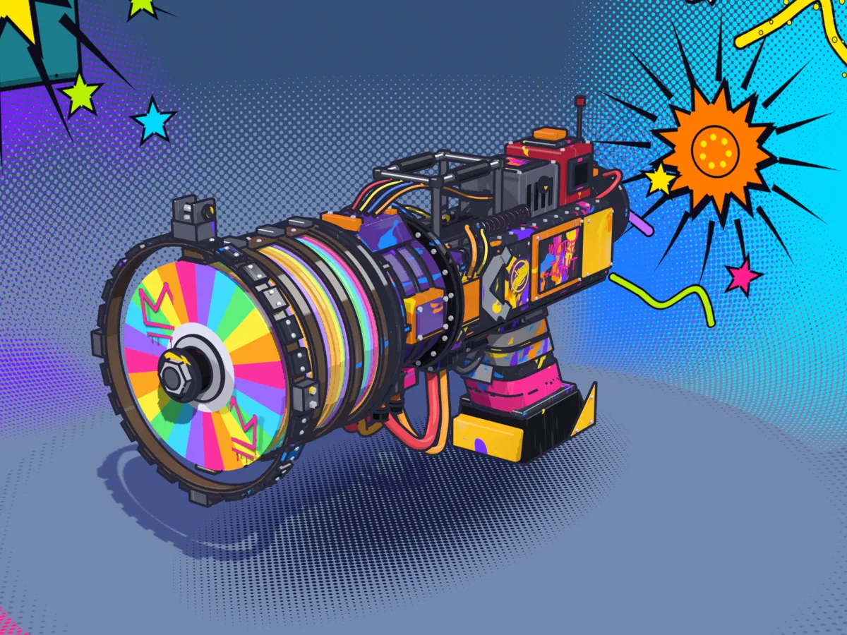 Burn the Disc, a cel-shaded 3D weapon model for LIVEWIRE